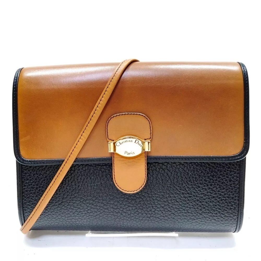 Christian Dior Shoulder Bag Black Leather
